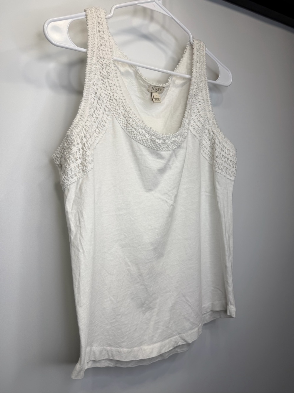 J.Crew White Crochet Trim Tank Top Size Large - Picture 4 of 11